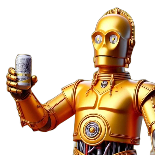 robot, 3d render, image, portrays transparent PNG cut-out