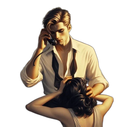 hair, concept art, photorealistic, oil painting transparent PNG cut-out