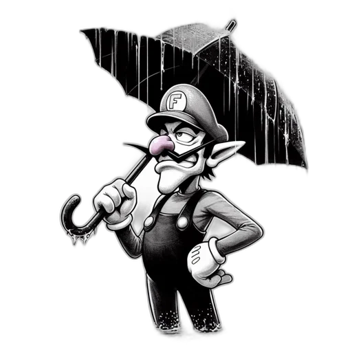 umbrella, hat, staff, sword transparent PNG cut-out