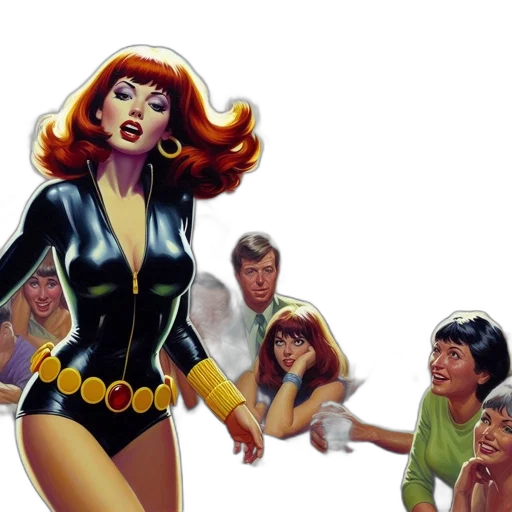 comic book art, concept art, inside, crowded transparent PNG cut-out