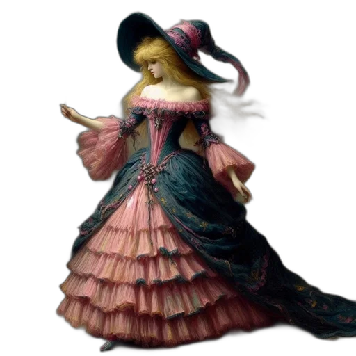 dress, hat, 3d render, fantasy art transparent PNG cut-out