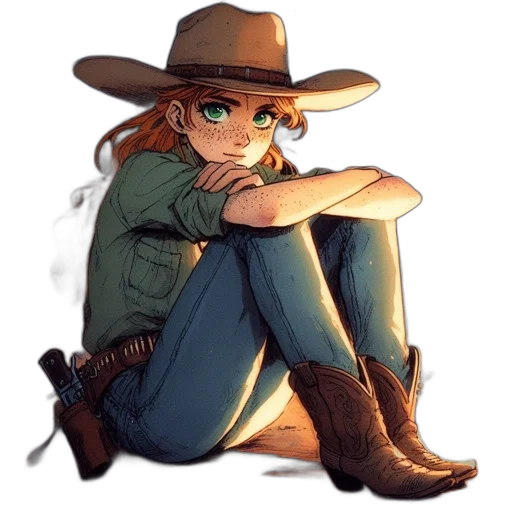 hat, jacket, staff, weapon transparent PNG cut-out