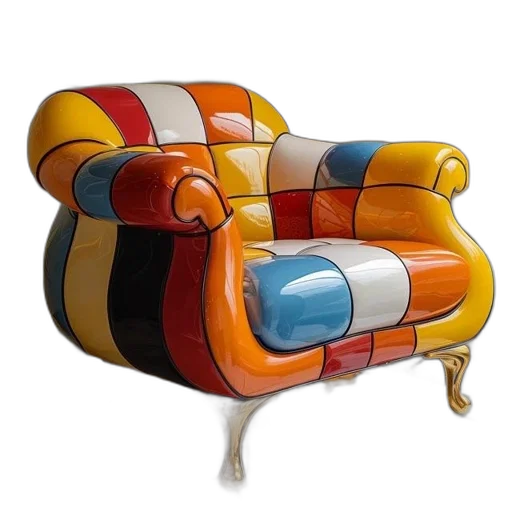 furniture, crown, 3d render, colorful transparent PNG cut-out