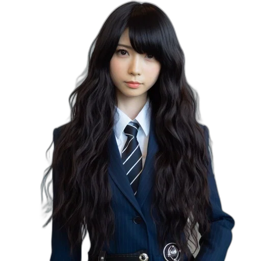 hair, jacket, staff, photorealistic transparent PNG cut-out