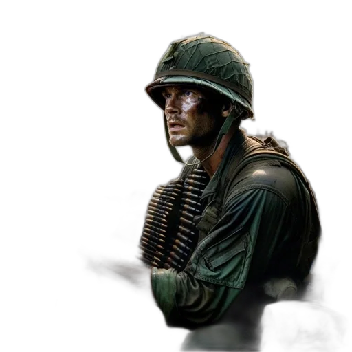 weapon, jacket, staff, hat transparent PNG cut-out
