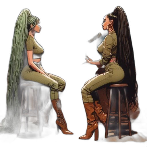 hair, concept art, fantasy art, comic book art transparent PNG cut-out
