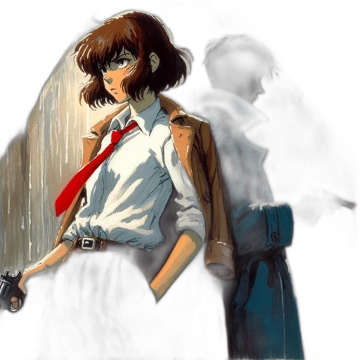 jacket, weapon, staff, robot transparent PNG cut-out