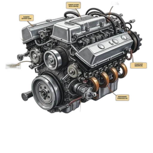 car, detailed, illustration, engine transparent PNG cut-out