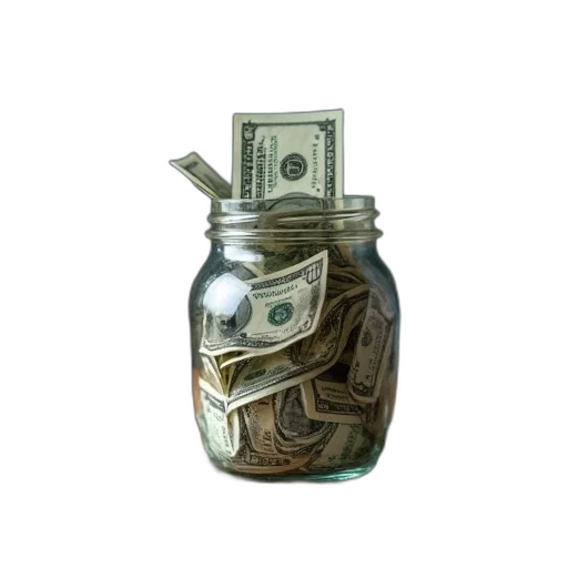 bottle, 3d render, money, jar transparent PNG cut-out