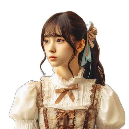 face, dress, photorealistic, oil painting transparent PNG cut-out