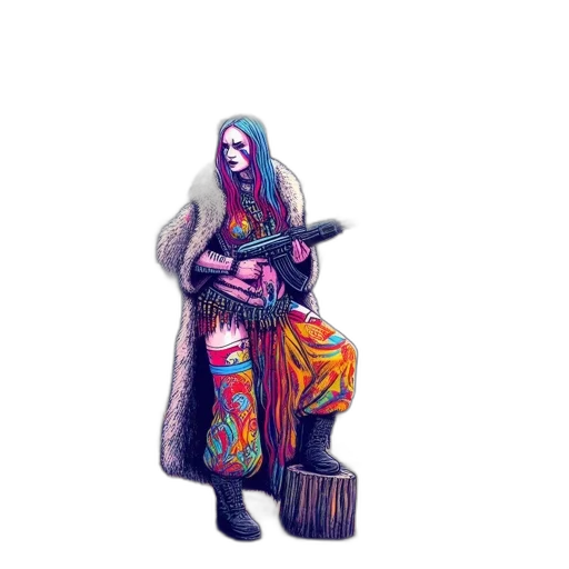dress, staff, jacket, creature transparent PNG cut-out