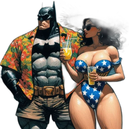 comic book art, concept art, batman, wonder transparent PNG cut-out