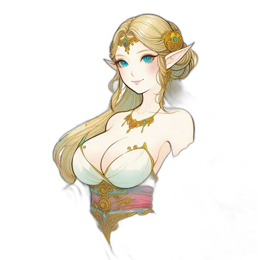 dress, staff, jewelry, fantasy art transparent PNG cut-out