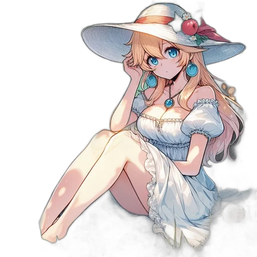 hat, dress, staff, flower transparent PNG cut-out