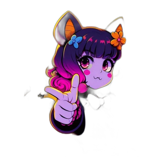 staff, anime, vaporwave, pixel art transparent PNG cut-out