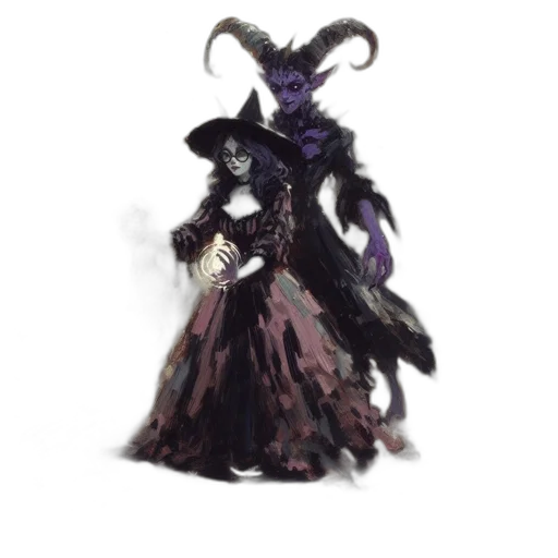 dress, mask, creature, staff transparent PNG cut-out