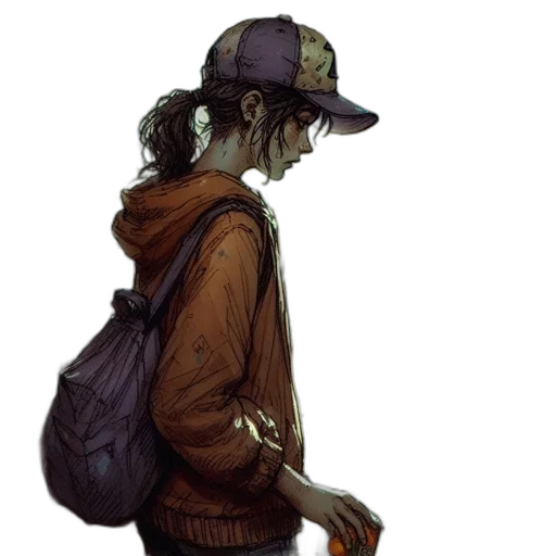 jacket, hat, staff, face transparent PNG cut-out