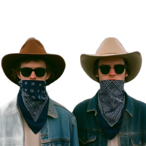 hat, jacket, mask, photorealistic transparent PNG cut-out