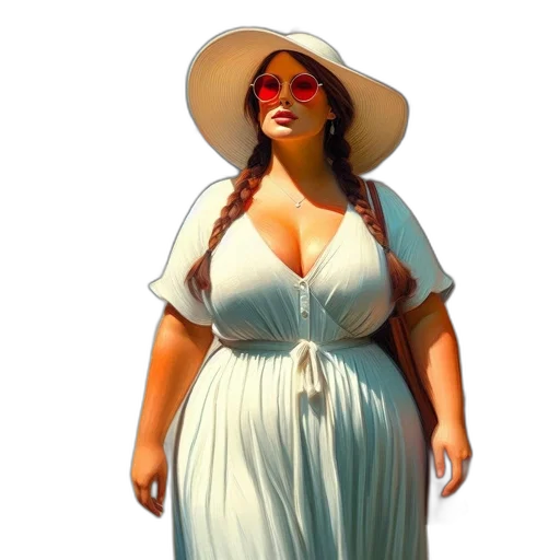 dress, hat, staff, photorealistic transparent PNG cut-out