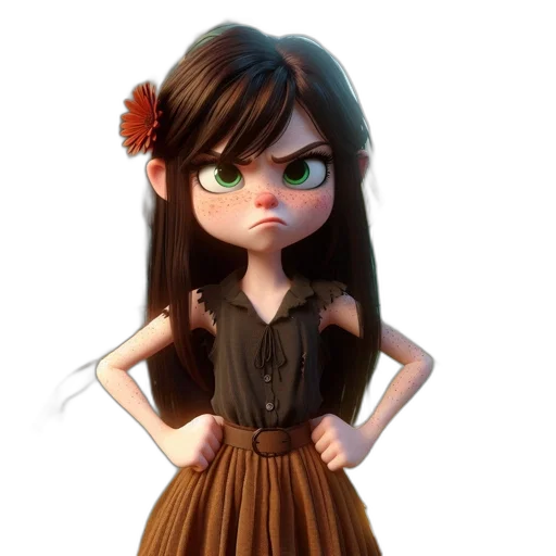 dress, staff, 3d render, cartoon transparent PNG cut-out