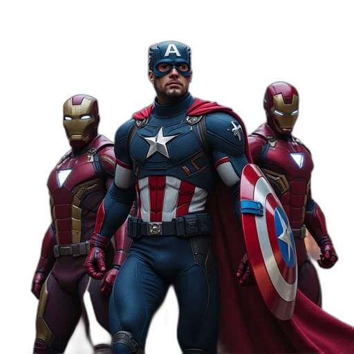 comic book art, concept art, 3d render, avengers transparent PNG cut-out