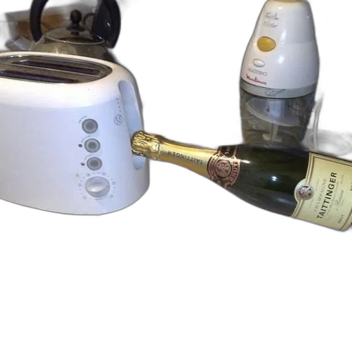 bottle, robot, 3d render, champagne transparent PNG cut-out