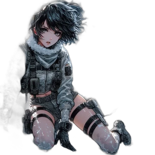 jacket, weapon, face, concept art transparent PNG cut-out
