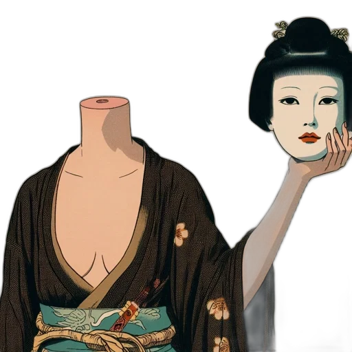 dress, mask, jewelry, staff transparent PNG cut-out