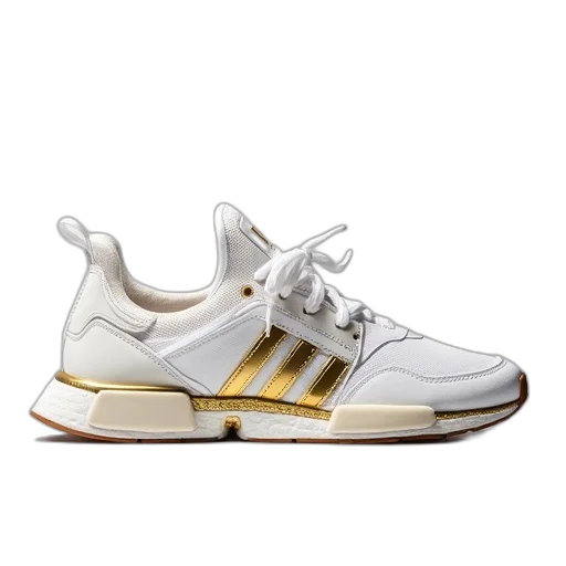 shoes, white, gold, adidas transparent PNG cut-out