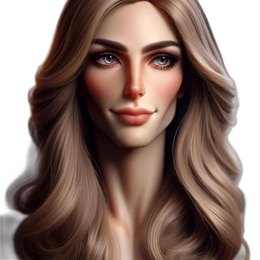 face, hair, photorealistic, fantasy art transparent PNG cut-out