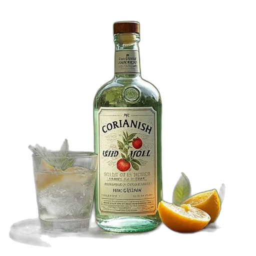 bottle, crown, food, photorealistic transparent PNG cut-out