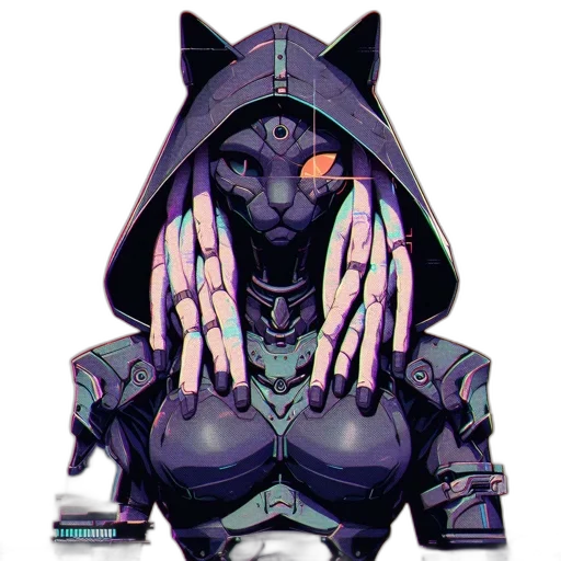 robot, mask, jacket, weapon transparent PNG cut-out