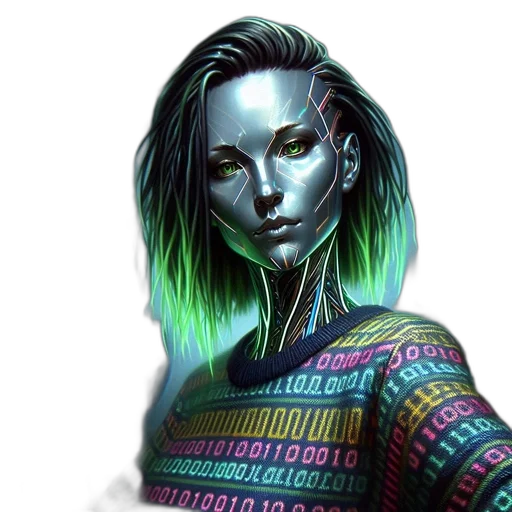 robot, jacket, cyberpunk, fantasy art transparent PNG cut-out