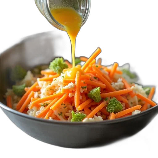 food, pouring, dressing, onto transparent PNG cut-out