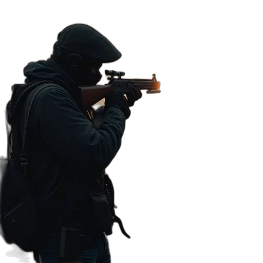 weapon, jacket, staff, mask transparent PNG cut-out