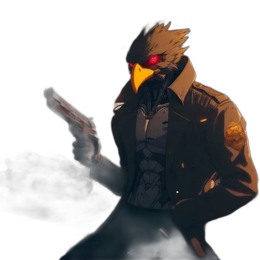 jacket, mask, weapon, staff transparent PNG cut-out