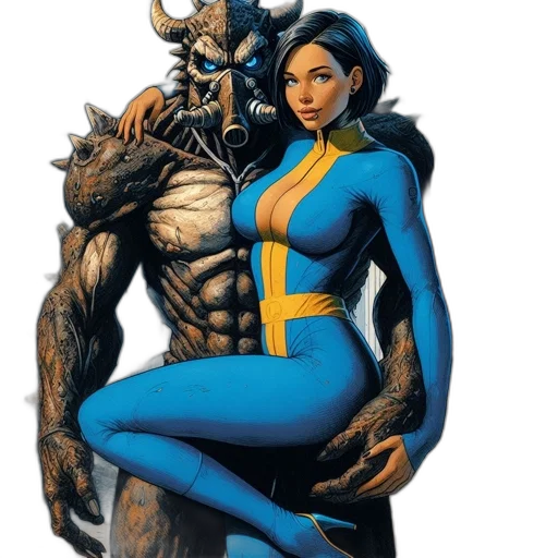 comic book art, concept art, fantasy art, blue transparent PNG cut-out