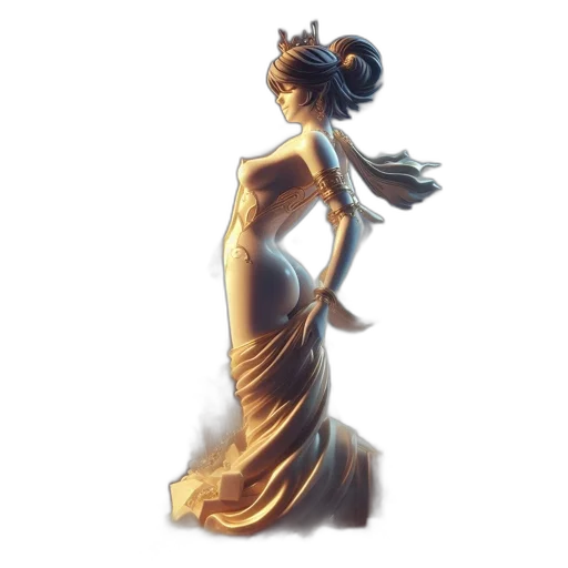 dress, jewelry, crown, staff transparent PNG cut-out