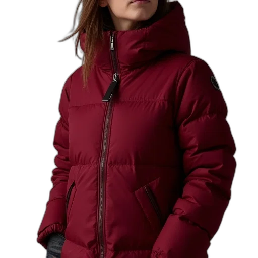 jacket, red, women, down transparent PNG cut-out