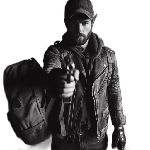 jacket, weapon, photorealistic, concept art transparent PNG cut-out