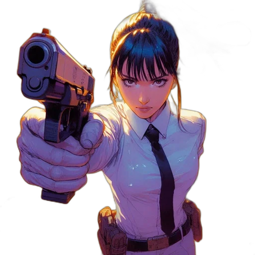 weapon, staff, jacket, comic book art transparent PNG cut-out