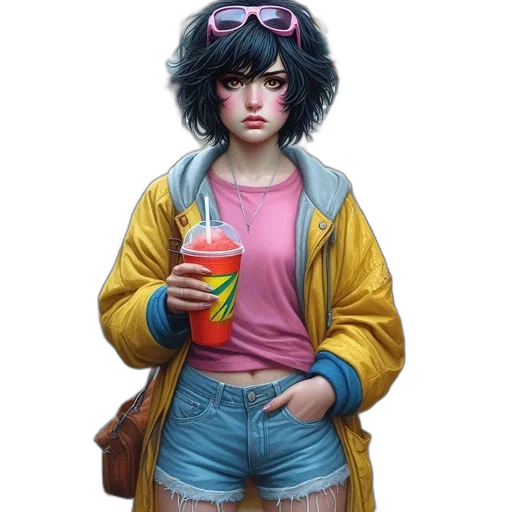jacket, face, concept art, cyberpunk transparent PNG cut-out
