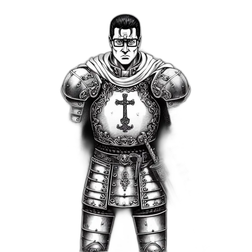 robot, sword, crown, staff transparent PNG cut-out