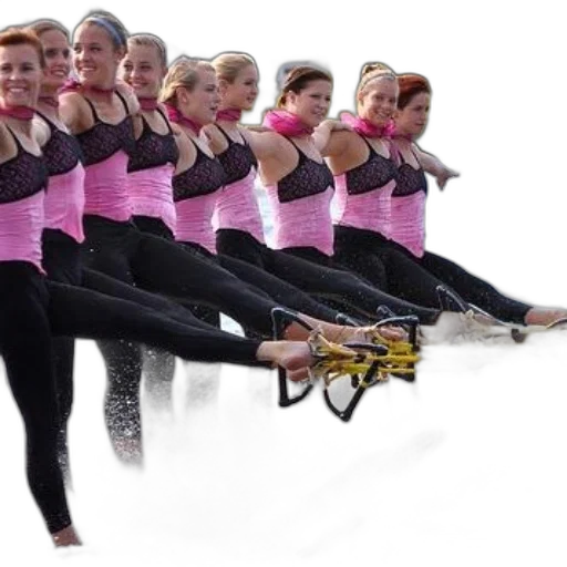 staff, group, women, pink transparent PNG cut-out
