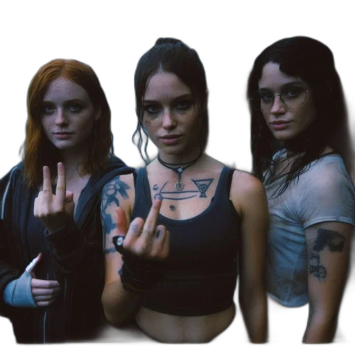 concept art, cyberpunk, three, young transparent PNG cut-out