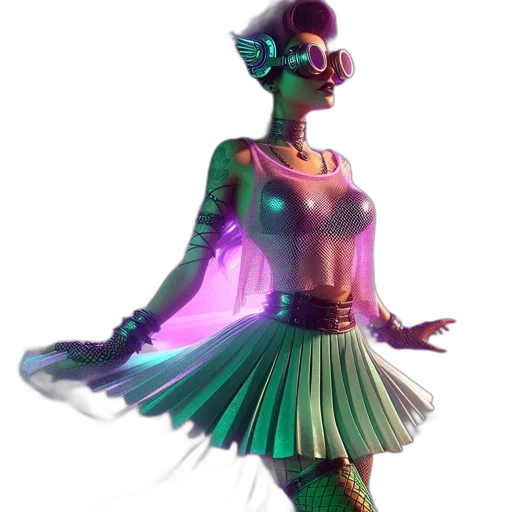 dress, mask, creature, staff transparent PNG cut-out