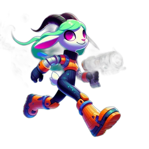 robot, concept art, 3d render, vaporwave transparent PNG cut-out