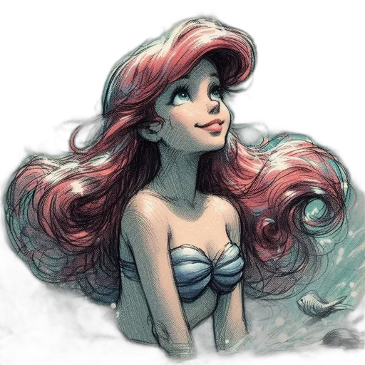 hair, comic book art, watercolor, fantasy art transparent PNG cut-out