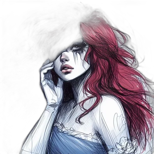 dress, fantasy art, watercolor, comic book art transparent PNG cut-out