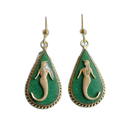 jewelry, pair, earrings, mermaid transparent PNG cut-out